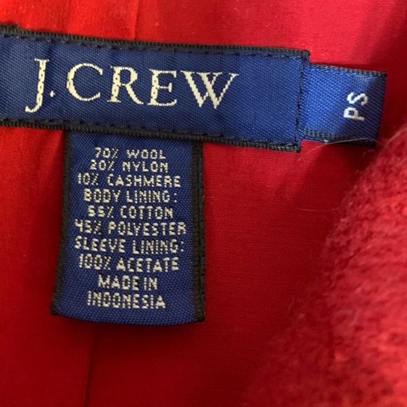 J Crew wool and cashmere jewel red coat jacket, double breasted 8 button front - Picture 11 of 13